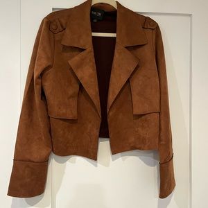 Open front suede jacket